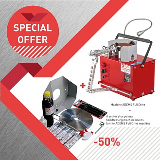 BEWEGUNG! ADEMS Full Drive - Full Life. ADEMS Full Drive + Zubehör zu Schärfen der Messer von Haarschneidemaschinen (-50%)